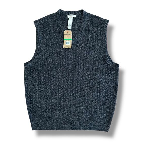Dockers Men’s Sweater Vest Large Asphalt Gray V-Neck Knit Pullover NWT5 - Picture 1 of 6